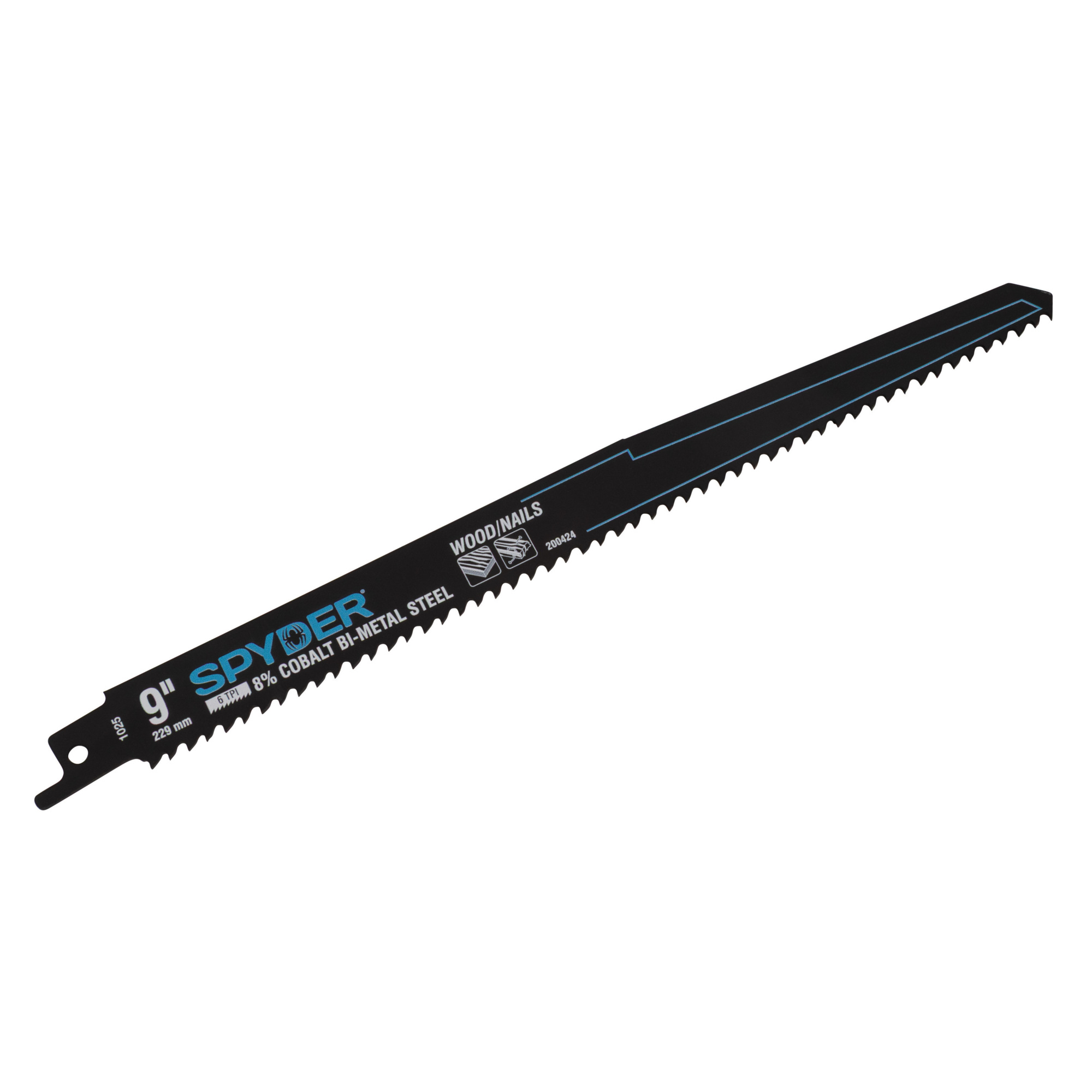 Spyder Black Series Reciprocating Saw Blade — 9in., 6 TPI, Bi-Metal, 8% Cobalt, Model# 200424